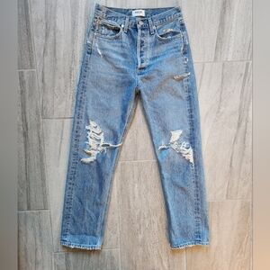 Agolde 90s Mid Rise Distressed Knees Medium Wash Jeans 24